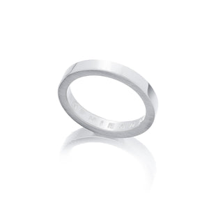 Close-up of SOPHIE ANNA Stack ring C, a solid 2mm wide Sterling Silver Minimal style band, displayed on a white surface.