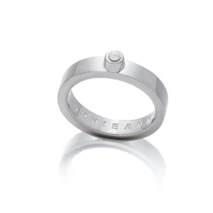 solid Sterling Silver minimal  ring with pearl