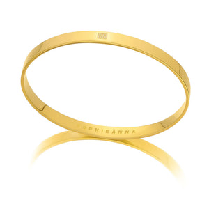 Gold bangle with 'Sophieanna' branding on a white background