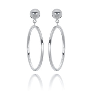 A minimal sterling silver hoop earrings with a ball stud.