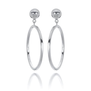 A minimal sterling silver hoop earrings with a ball stud.
