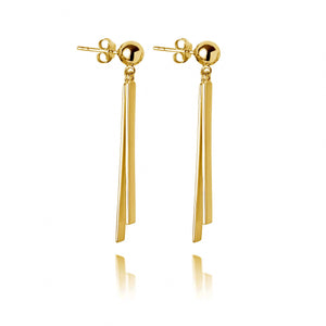 contemporary style double bar stud earrings handcrafted in recycled gold
