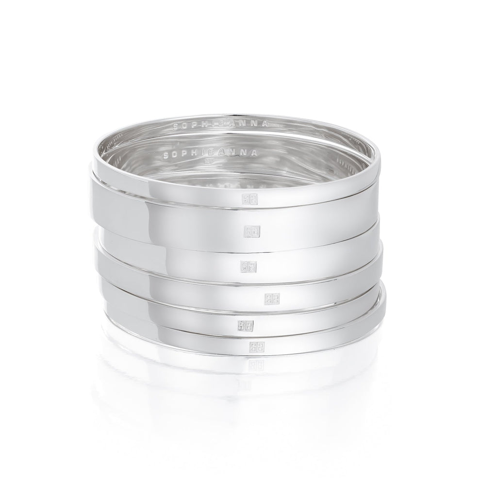 Sterling Silver Bangle Stack | 6 Bangle Set | SOPHIE ANNA – Sophie Anna
