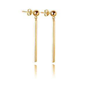 elegant gold dangle drop earrings. Versatile, contemporary earrings handcrafted in recycled precious metals